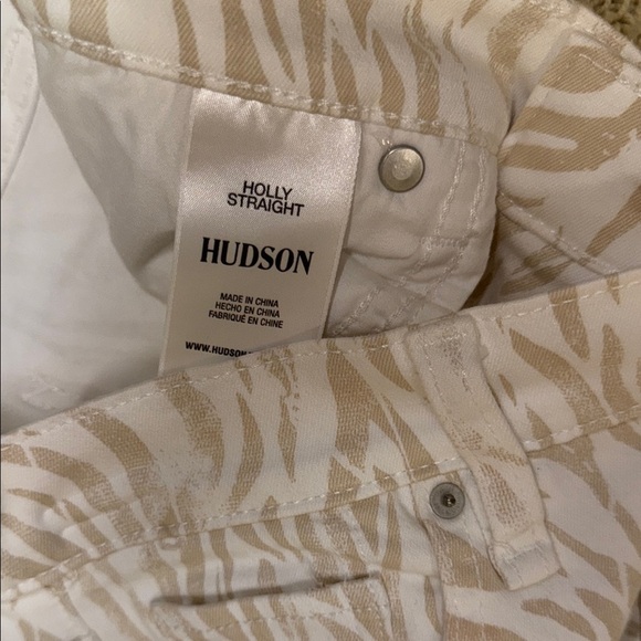 Hudson Distorted Zebra Holly Jeans Straight Leg Stretch Cream Tan Hi Rise Sz 28 - Picture 13 of 16